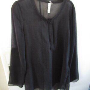 miilla sheer black tunic blouse top M